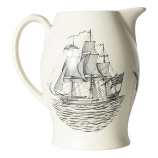 Vintage Mottahedeh Nantucket Historical Association Creamware Pitcher For Sale