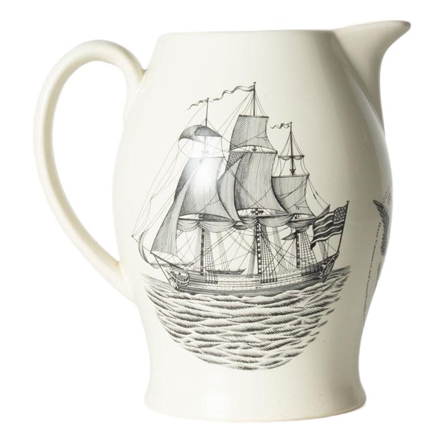 Vintage Mottahedeh Nantucket Historical Association Creamware Pitcher For Sale