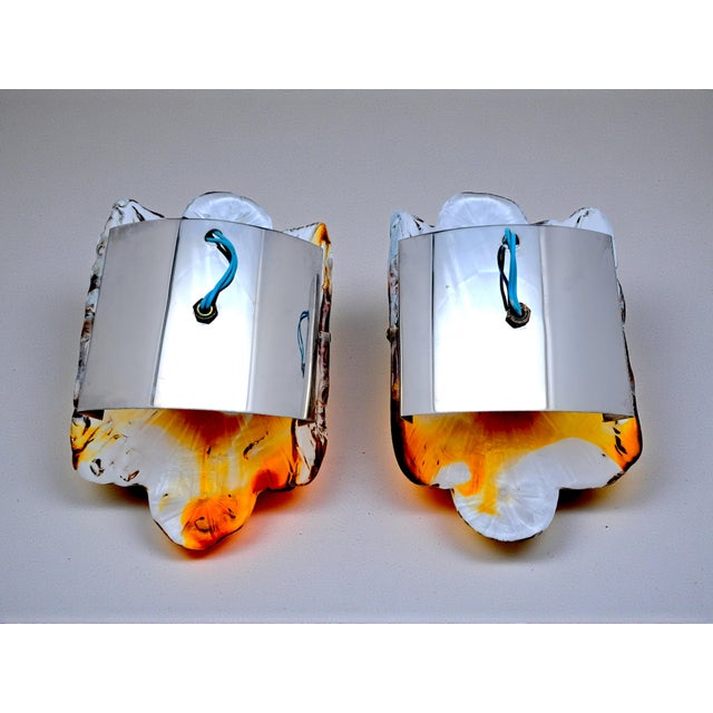 AVMazzega Murano Glass Wall Lamps from Mazzega, 1970s, Set of 2 For Sale - Image 4 of 8