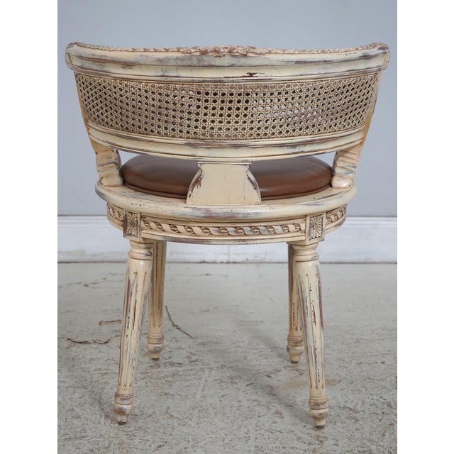 French Louis XV Cane Back Painted Vanity Stool For Sale - Image 4 of 18