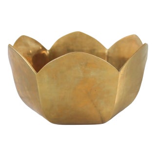 Vintage Solid Brass Decorative Bowl For Sale
