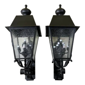 Handcrafted Solid Brass Wall-Mounted Lanterns - Set of 2