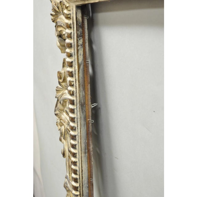 Large 78" Italian Baroque Rococo White Distress Painted Mirror Art Picture Frame For Sale - Image 12 of 17