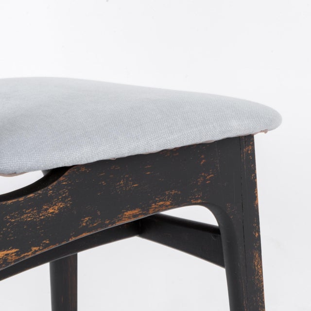 1970s Polish Wood Black Patinated Chair with Upholstered Seat and Back For Sale - Image 4 of 18