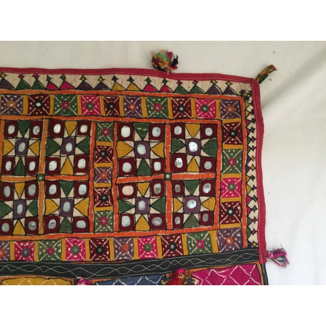 Boho Chic Indian Embroidered Mirror Valance For Sale - Image 3 of 8