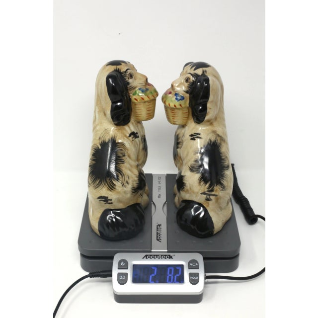 Vintage Staffordshire-Style Cavalier King Spaniel Ceramic Dog Figurines - Set of 2 For Sale - Image 10 of 11