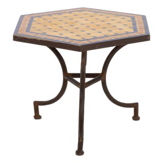 Moroccan Zellige Tile Top Hexagonal Table For Sale