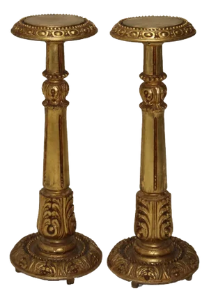 Pair Antique Neoclassical Giltwood Sculpture Display Stands with Acanthus C1930