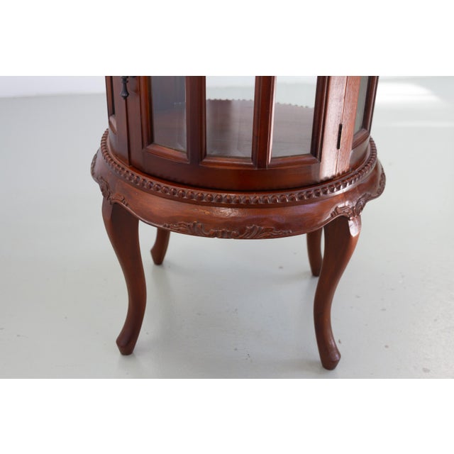 Wood Small Round Bar Display Cabinet with Tray, 1980s For Sale - Image 7 of 18
