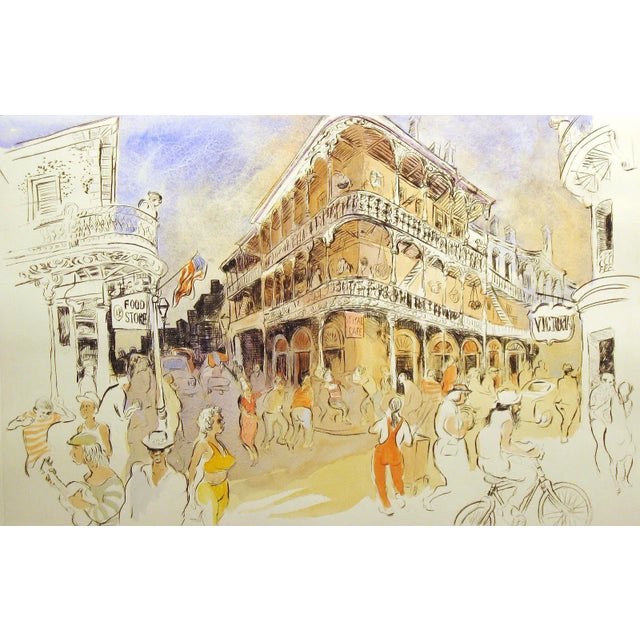 "Royal Street - New Orleans" unframed hand-colored drypoint etching by William Papas. Hand signed, titled and numbered by...