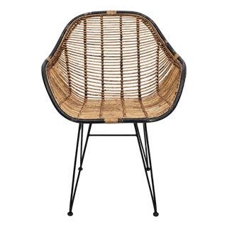 Modern Black & Natural Rattan Dining Chair For Sale