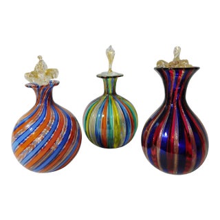 Set of 3 Murano Glass Perfume Bottles For Sale