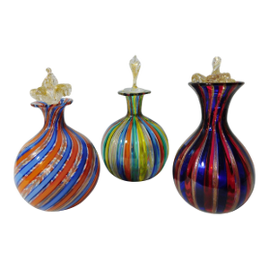 Set of 3 Murano Glass Perfume Bottles