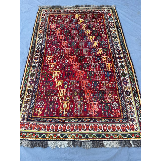 2000 - 2009 Red Shiraz Boteh Hand-Knotted Wool Rug - 8'1" X 5'6" For Sale - Image 5 of 12