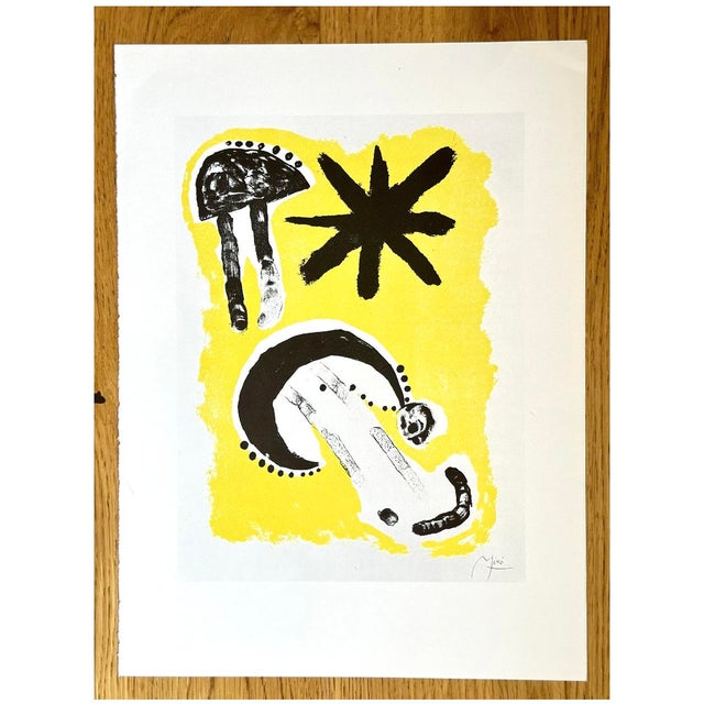 Contemporary Joan Miró Yellow & Black Abstract Lithograph Book Plate, Mid-20th Century For Sale - Image 3 of 6