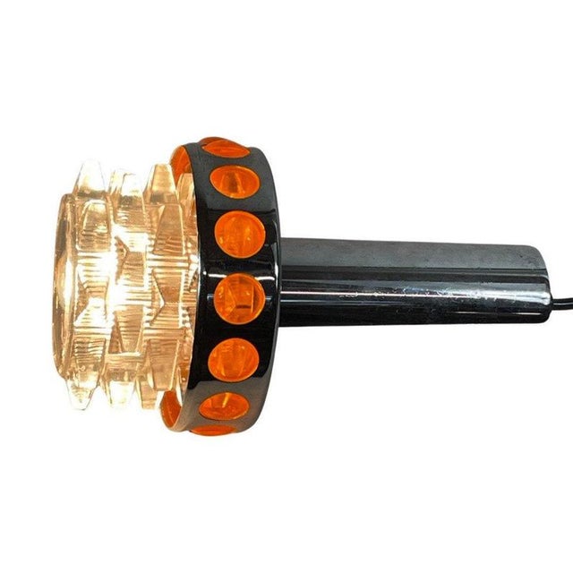 Orange Space Age Pop Art Chromed and Orange Hanging Light, 1970s For Sale - Image 8 of 9
