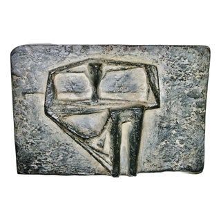 Young Man Crouching by the Sea Plaque in Cast Iron by Kurt Lehmann, 1960s For Sale