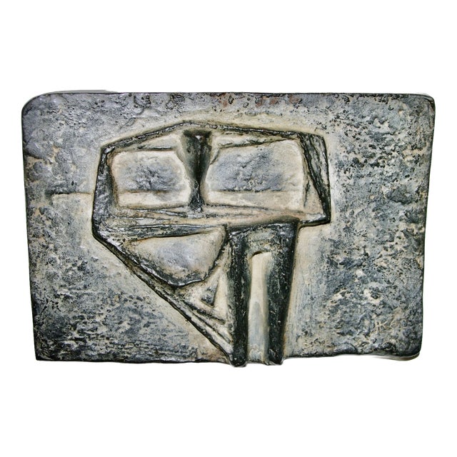 Young Man Crouching by the Sea Plaque in Cast Iron by Kurt Lehmann, 1960s For Sale