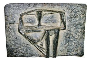 Young Man Crouching by the Sea Plaque in Cast Iron by Kurt Lehmann, 1960s