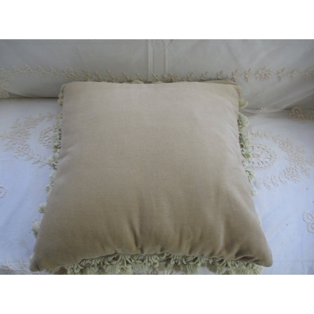 Textile Vintage French Blue and Pink Floral Petit Point & Needlepoint Accent Pillow For Sale - Image 7 of 8