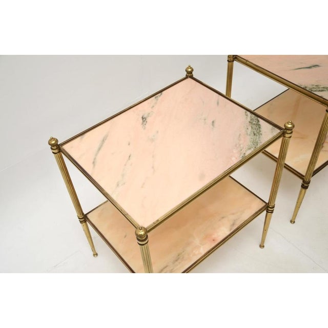 Vintage French Brass and Marble Side Tables, 1960, Set of 2 For Sale - Image 6 of 10