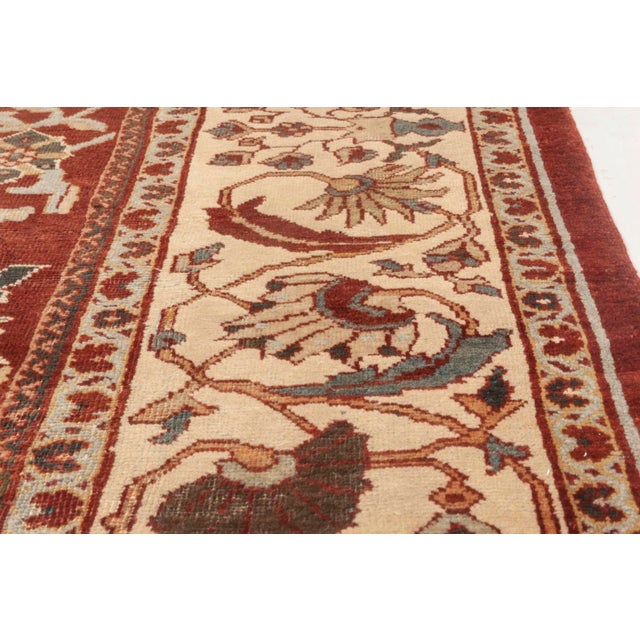 1920s Persian Sultanabad Red, White and Blue Handwoven Wool Rug For Sale In New York - Image 6 of 6