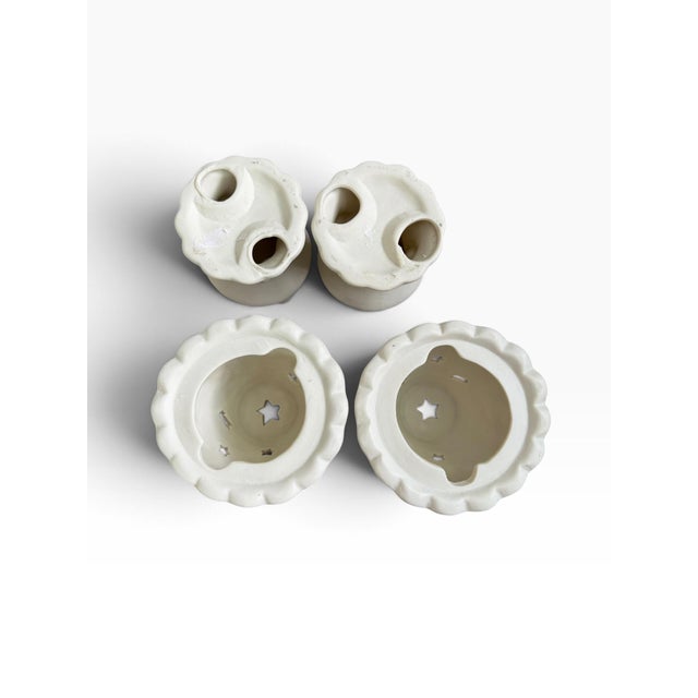 Vintage Ceramic Angel Luminary Set | 3-Piece Star Cutout Candle & Electric Lights For Sale In Portland, ME - Image 6 of 6