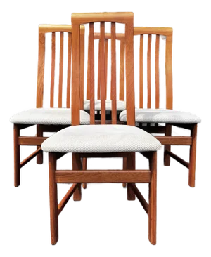 Mid Century Modern Teak Dining Chairs Made in Canada | Set of Four by Nordic Furniture
