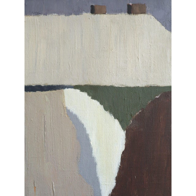 Mid-Century Modern 'Pastel Settlement' Swedish Abstract Landscape Oil Painting, Framed For Sale - Image 10 of 11