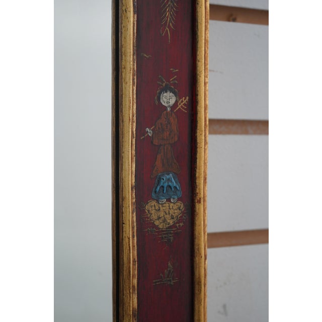1980s Friedman Brothers Red & Gold Chinoiserie Mirror For Sale - Image 5 of 12