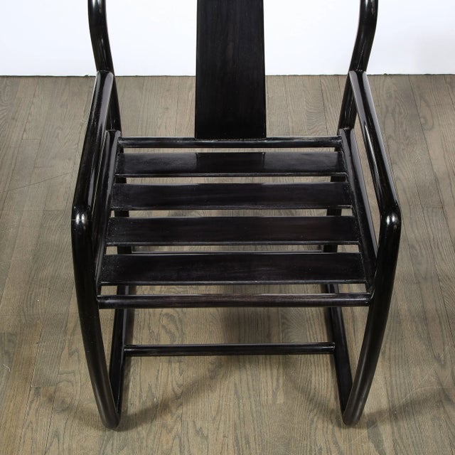 Pair of Modern Armchairs in Smoked Emerald Velvet & Ebonized Walnut by Donghia For Sale - Image 11 of 11