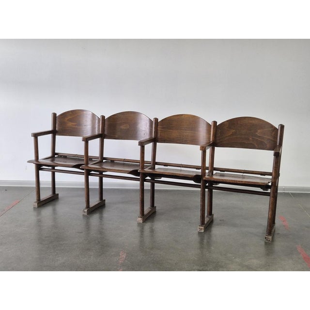 Vintage Cinema Bench, 1950s, in Worn conditions. Designed 1950 to 1959