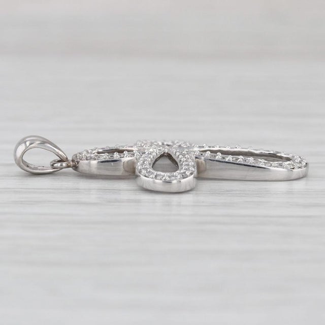 2010s 0.26ctw Vs2 Diamond Open Work Cross Pendant 14k White Gold For Sale - Image 5 of 5