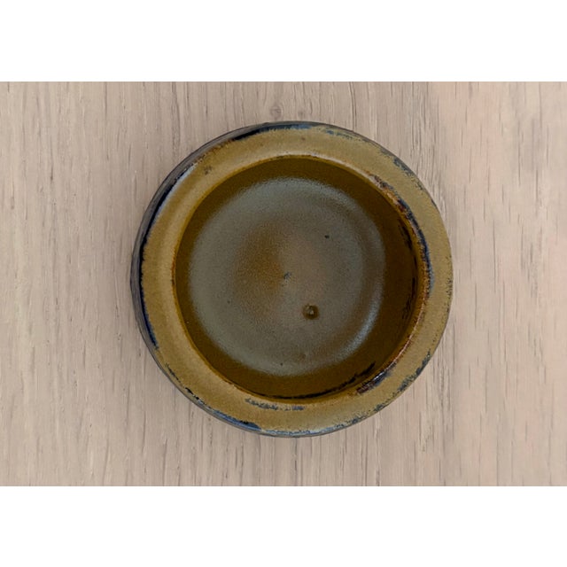 Contemporary Ring Dish in Brown and Ochre Glaze - Vintage Studio Pottery For Sale - Image 3 of 7