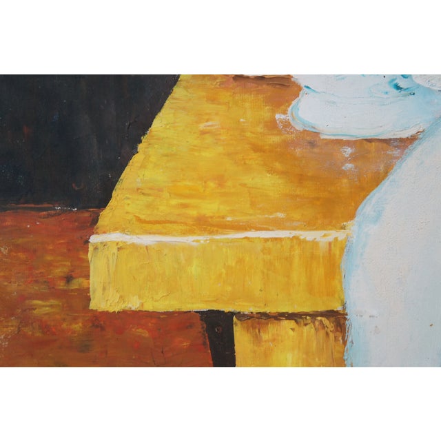 Textile Late 20th Century Still Life With a Chest of Drawers After Paul Cezanne Oil Painting Framed For Sale - Image 7 of 11