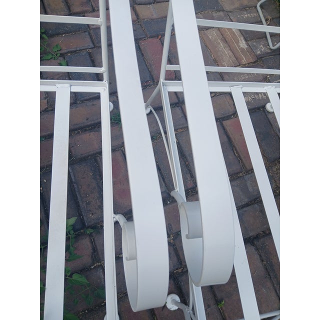White Vintage Wrought Iron Patio Lounge Chairs, a Pair For Sale - Image 8 of 11