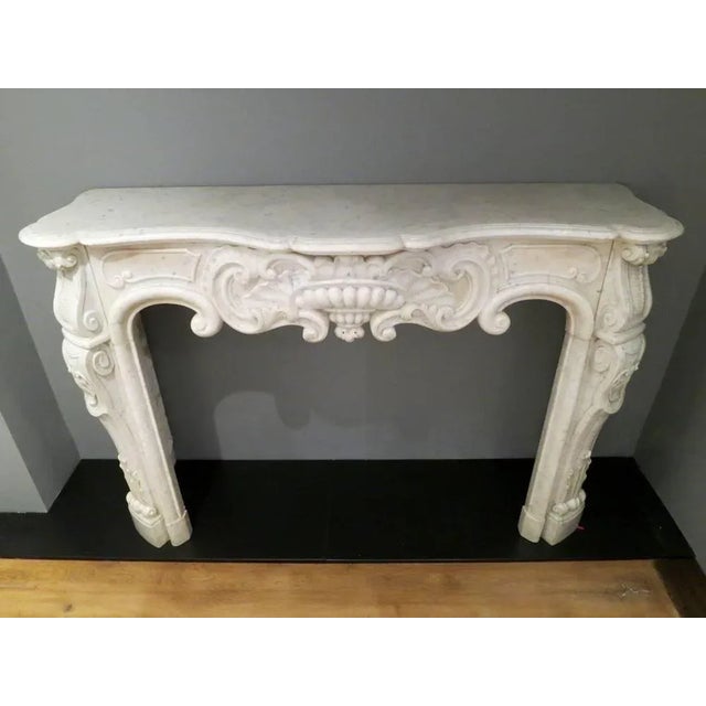 Rococo Antique Rococo Fireplace Mantel in Marble For Sale - Image 3 of 9