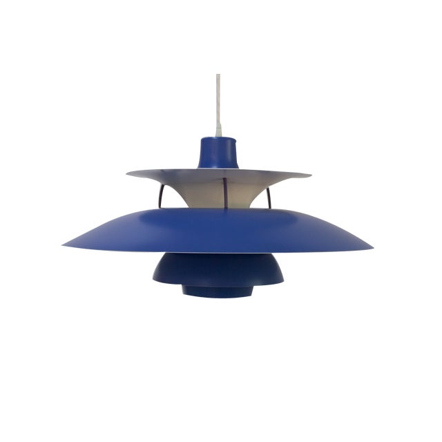 Vintage Danish Blue Ceiling Pendant PH5 by Poul Henningsen for Louis Poulsen, 1960s For Sale