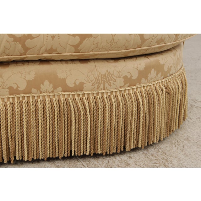 Century Channel Back Upholstered Damask Sofa For Sale - Image 9 of 17