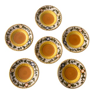 Vintage Italian Handpainted Yellow Miniature Bowls- Set of 6 For Sale