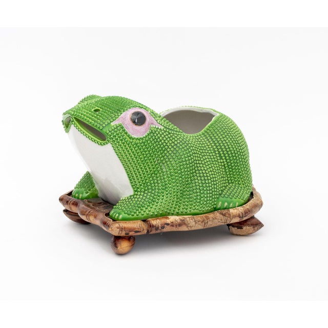 Wood Chinese Porcelain Frog Form Jardinieres, Pair For Sale - Image 7 of 12