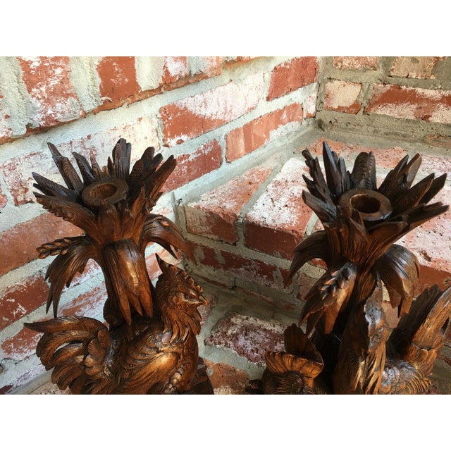 PAIR Antique Carved Wood BLACK FOREST Bird Chicken Vase Epergne Candle holders ~Direct from Europe~ This listing is for a...