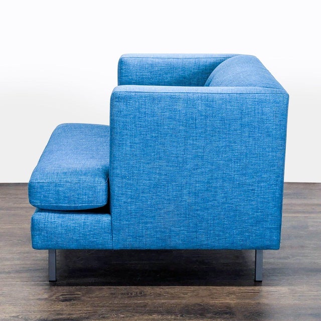 Modern Cb2 Avec Blue Modern Lounge Chair With Metal Legs For Sale - Image 3 of 9