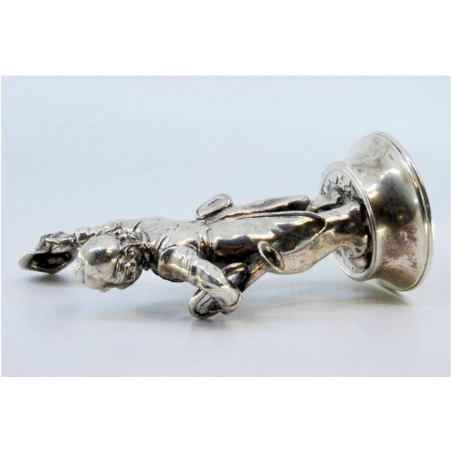 Silver Trumpet Player Waving His Hat on Round Beaded Base For Sale - Image 6 of 9