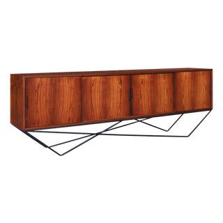 Danish Brazilian Rosewood Credenza on Architectural Base by Knud Nielsen For Sale