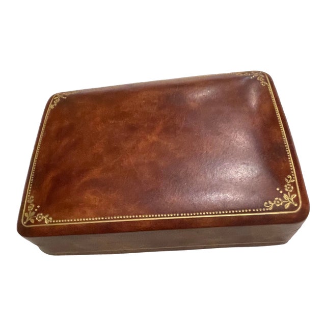1959 Mid-Century Vintage Italian Leather Box For Sale