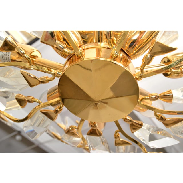 Metal Stilkronen Mid-Century Modern 8 Light Gold Plate Brass &Crystal Chandelier Italy For Sale - Image 7 of 13