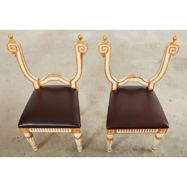 Pair of Italian Neoclassical Style Backless Hall Chairs For Sale - Image 4 of 12