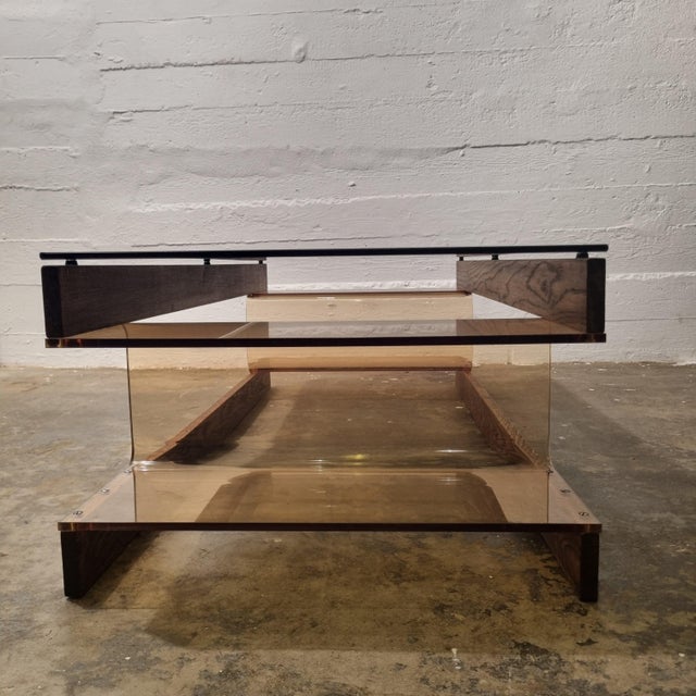 Mid-Century Modern Coffee Table in Smoked Acrylic Glass with Smoked Glass Top from Roche Bobois For Sale - Image 3 of 11