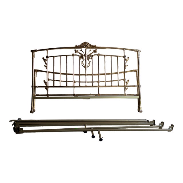 Late 20th Century Art Nouveau King Brass Bed Frame by Elliott's Designs For Sale